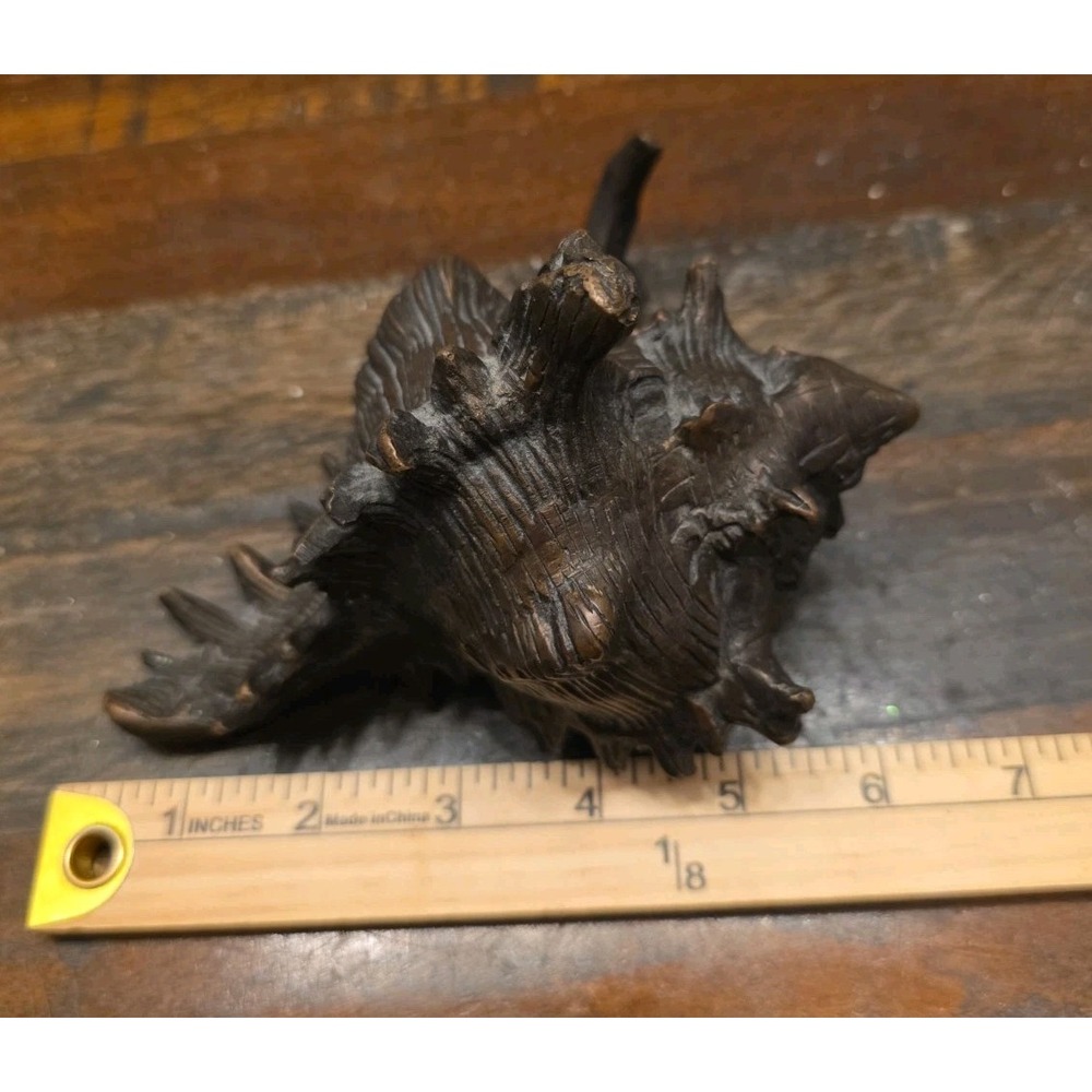 Vintage Solid Cast Bronze Brass Spiny Murex Conch Sea Shell Sculpture - Picture 9 of 10